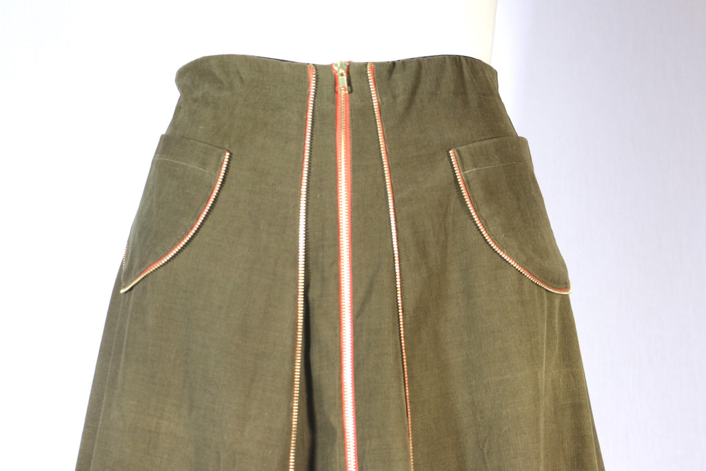 Skirt Stories: Olive Green Corduroy with Zippers