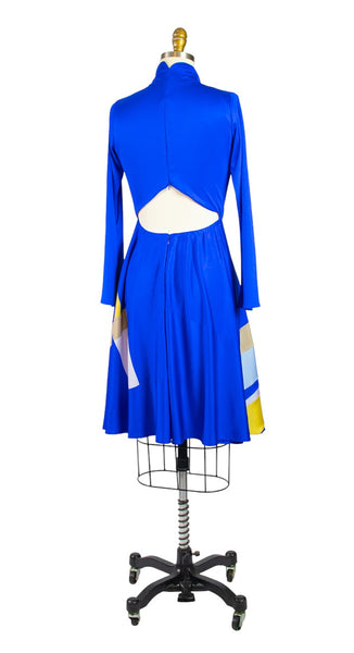 Small Blue Patchwork Silk Jersey Dress
