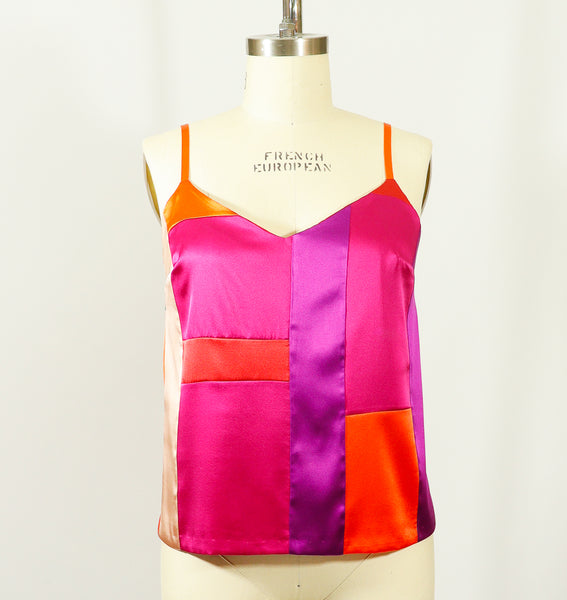 Large Stretch Silk Charmeuse Patchwork Camisole