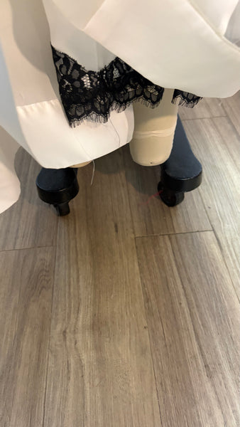 White Patchwork Organza with Black Lace
