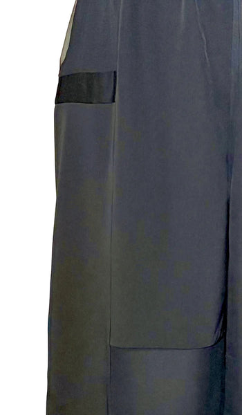 XL Black Silk Chiffon and Silk Charmeuse Patchwork Palazzo Pant