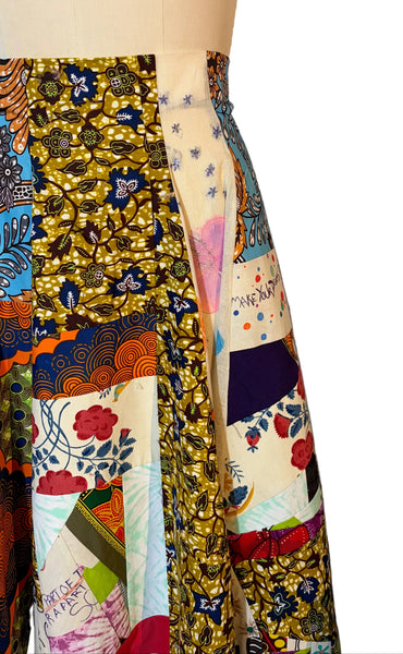 Patchwork Panel Skirt with Writing