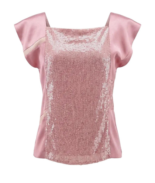 Medium Pink Silk Tunic with Sequin Panel
