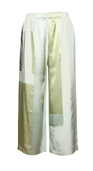 Patchwork Mint Silk Charmeuse Pants