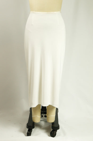 Off White Rayon Matte Jersey Skirt