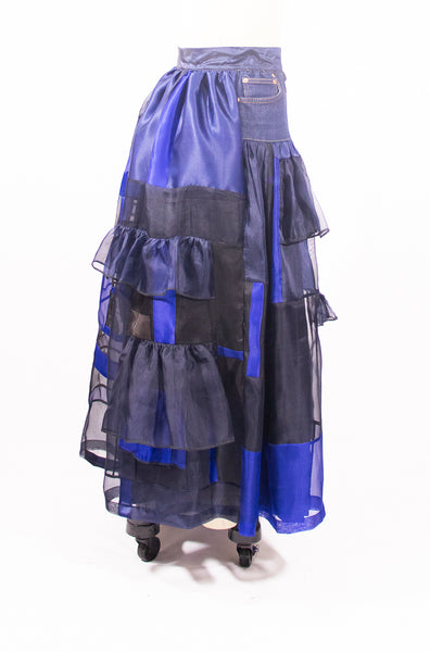 Denim and Silk Organza Skirt