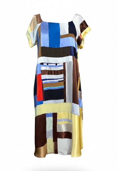 Large Silk Patchwork Charmuese Tunic