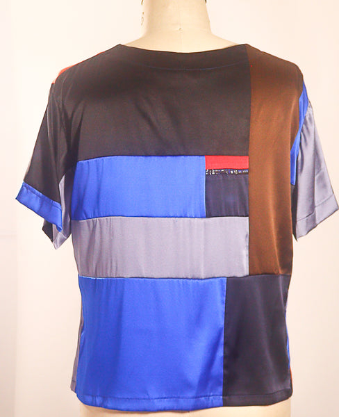 Stretch Silk Patchwork T Shirt