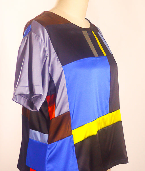 Stretch Silk Patchwork T Shirt