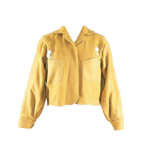 Wool Blend Jacket w Stitching and Beads