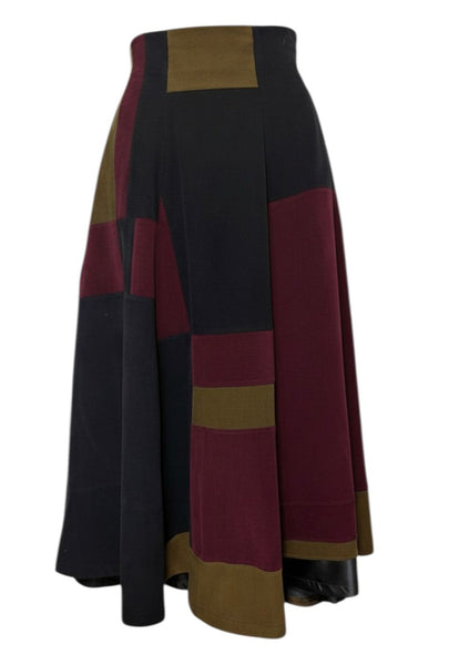 Patchwork Corduroy High Waist A line Skirt