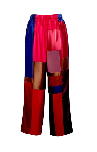 Patchwork pink Silk Charmeuse Pants