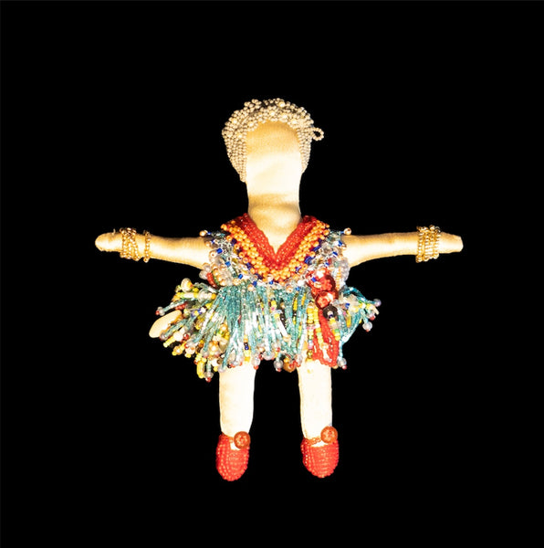 Beaded Doll with Red Shoes
