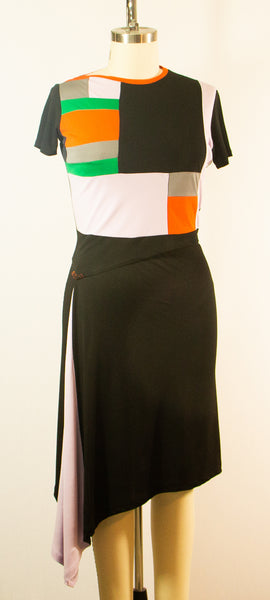 Two Piece Rayon Jersey Patchwork Top and Skirt