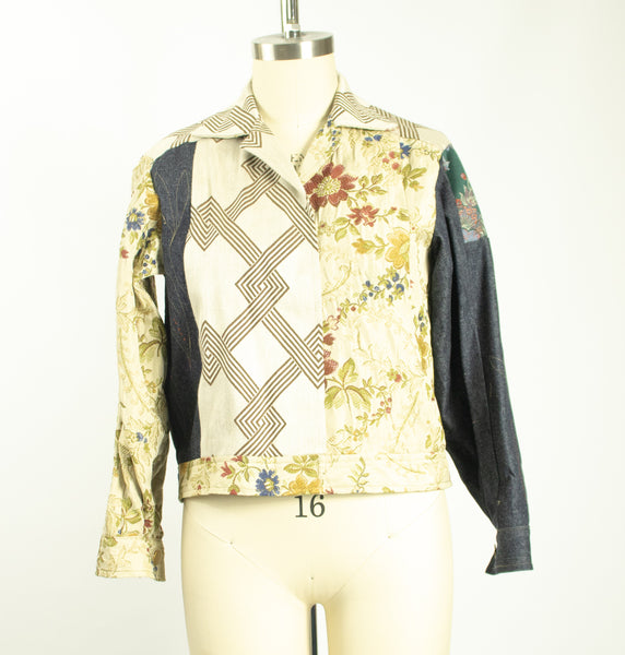 Multi Fabric Patchwork Jacket with Magnet Closures