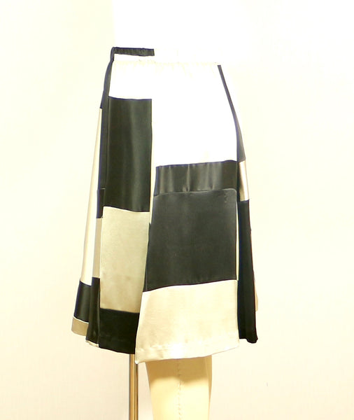 A line Plus Size Silk Patchwork Skirt